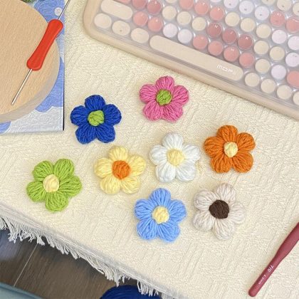 10 PCS Color Cute Puff Flowers, Cloth Ornaments