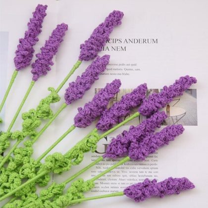 10PCS Hand-knitted Yarn Crochet Lavender Flowers